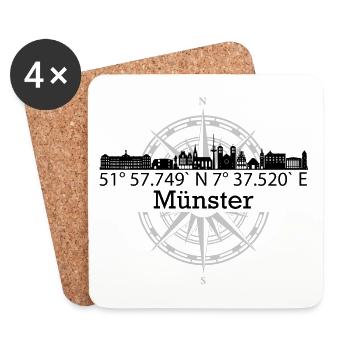 Skyline Münster - Untersetzer (4er-Set) - Weiß - Vorne