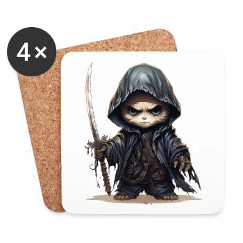 Panda Ninja With Spear Fantasy Shirt - Coasters (set of 4) - white - Front