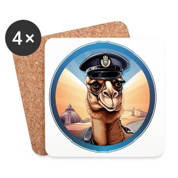 Chameau de la police - Dessous de verre (lot de 4) - blanc - Devant
