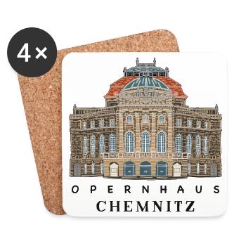 Opéra de Chemnitz, Allemagne Dessin - Dessous de verre (lot de 4) - blanc - Devant