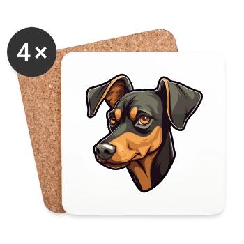 Deutsche Pinscher Hunderasse Cartoon Kawaii Illustrat - Untersetzer (4er-Set) - Weiß - Vorne