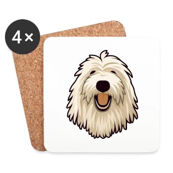 Komondor Hunderasse Cartoon Kawaii Illustration - Untersetzer (4er-Set) - Weiß - Vorne