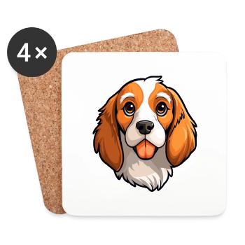 Nederlandse Kooikerhondje Hunderasse Cartoon Kawaii - Untersetzer (4er-Set) - Weiß - Vorne