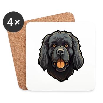 Terre-Neuve chien race Cartoon Kawaii Illustration - Dessous de verre (lot de 4) - blanc - Devant