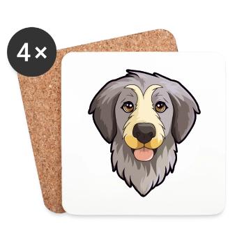 Moyenne Asiatique Ovtcharka Race De Chien Dessin Animé Kawaii Il - Dessous de verre (lot de 4) - blanc - Devant