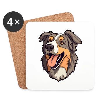 Chien de berger de Majorque race Cartoon Kawaii Illustra - Dessous de verre (lot de 4) - blanc - Devant
