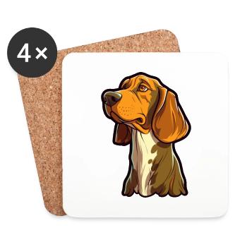 Majestic Tree Hound Dog Breed Cartoon Kawaii Illus - Coasters (set of 4) - white - Front