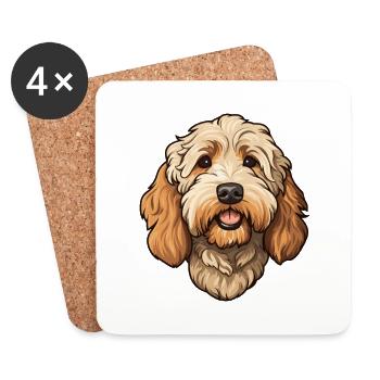 Labradoodle Hunderasse Cartoon Kawaii Illustration - Untersetzer (4er-Set) - Weiß - Vorne