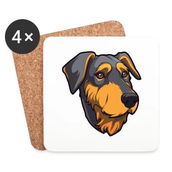 Jagdterrier Hunderasse Cartoon Kawaii Illustration - Untersetzer (4er-Set) - Weiß - Vorne