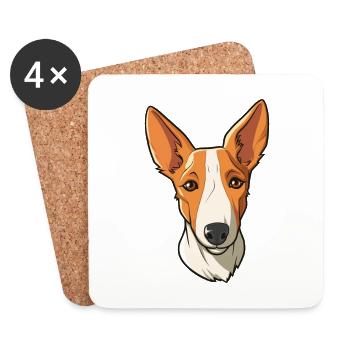 Ibizan Hound Hund Rasse Cartoon Kawaii Illustration - Untersetzer (4er-Set) - Weiß - Vorne
