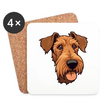 Irish Terrier Dog Breed Cartoon Kawaii Illustratio - Coasters (set of 4) - white - Front