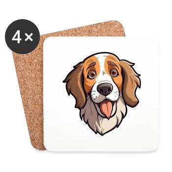 Hygenhund chien race dessin animé kawaii illustration - Dessous de verre (lot de 4) - blanc - Devant