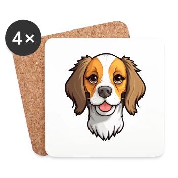 Havenese chien race dessin animé Kawaii Illustration - Dessous de verre (lot de 4) - blanc - Devant