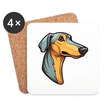 Windhund Hunderasse Cartoon Kawaii Illustration - Untersetzer (4er-Set) - Weiß - Vorne