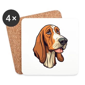 Hanover Hound Dog Breed Cartoon Kawaii Illustratio - Coasters (set of 4) - white - Front