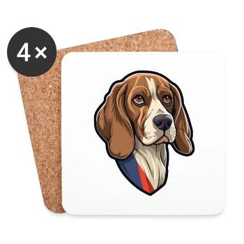 Grand Anglo Francais Dog Breed Cartoon Kawaii Illu - Coasters (set of 4) - white - Front