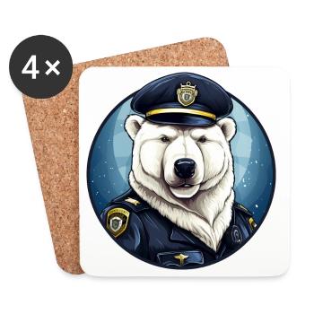 Police de l’ours polaire - Dessous de verre (lot de 4) - blanc - Devant