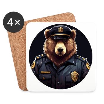 Bear Policewoman - Coasters (set of 4) - white - Front