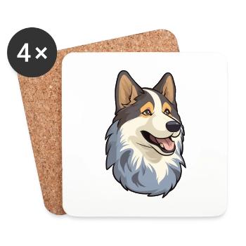 Sibérie orientale Laika chien race Cartoon Kawaii Illus - Dessous de verre (lot de 4) - blanc - Devant