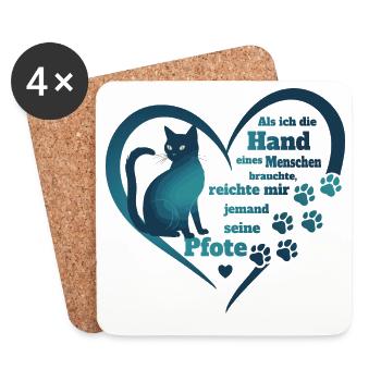 Katzen und Menschen - Untersetzer (4er-Set) - Weiß - Vorne