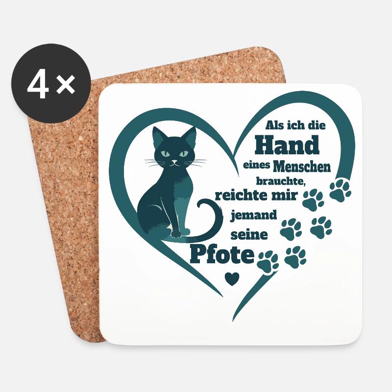 Katzen und Menschen - Untersetzer (4er-Set) - Weiß