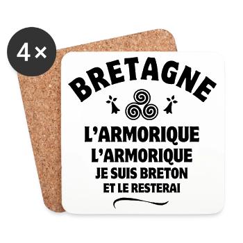Bretagne, Bretonisch, Armorica - Untersetzer (4er-Set) - Weiß - Vorne