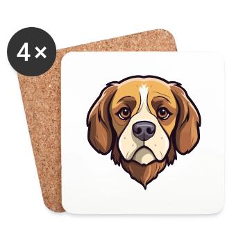 Sapsali Dog Breed Cartoon Kawaii Illustration - Coasters (set of 4) - white - Front