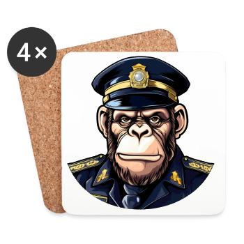 Chimpanzee Policeman - Coasters (set of 4) - white - Front