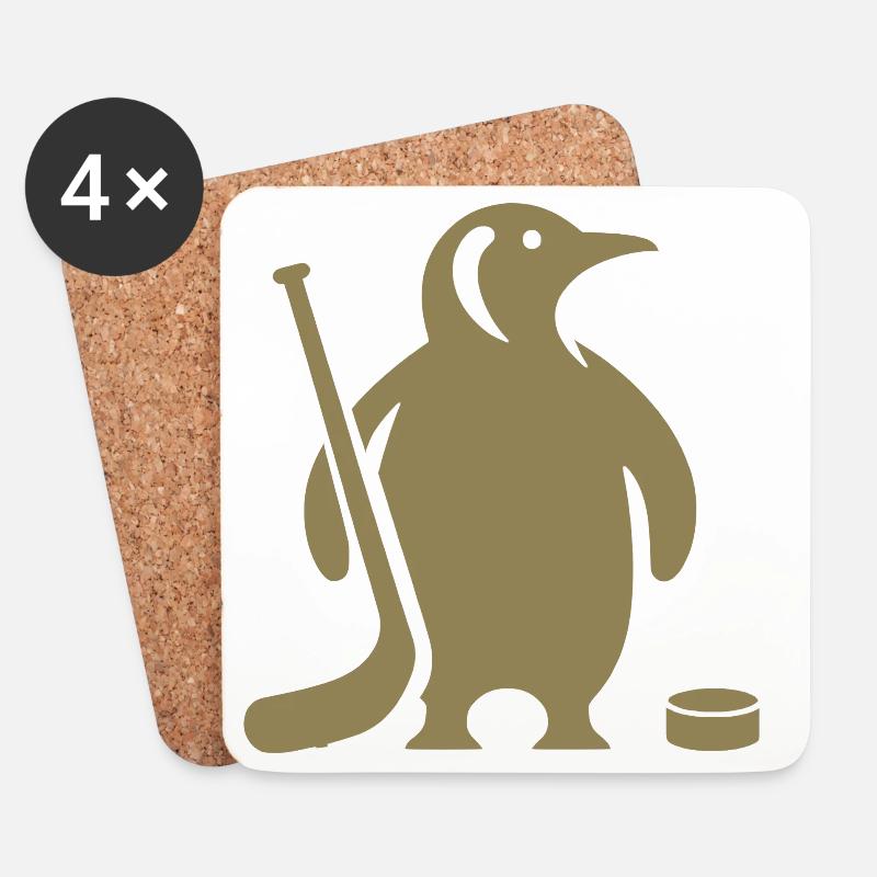 Minimalistische Pinguin Eishockey Silhouette - Untersetzer (4er-Set) - Weiß