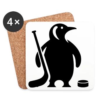 Minimalist Penguin Ice Hockey Silhouette - Coasters (set of 4) - white - Front