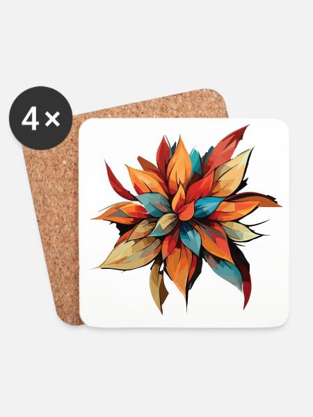 Prismatischer Herbst-Blumenstoß - Untersetzer (4er-Set) - Weiß