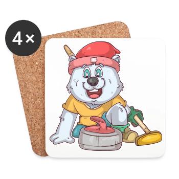 Curling Polar Bear - Coasters (set of 4) - white - Front