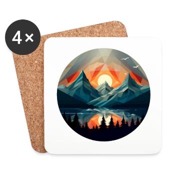 Geometric mountains, beautiful sunset - Coasters (set of 4) - white - Front