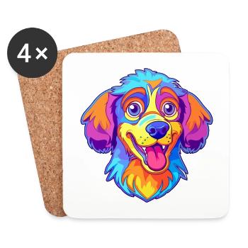 Akbash Dog Breed Cartoon Kawaii Illustration - Coasters (set of 4) - white - Front