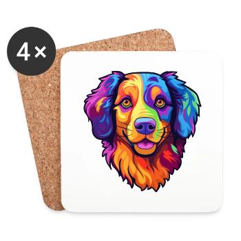 Berger Basque Race De Chien Cartoon Kawaii Illustrat - Dessous de verre (lot de 4) - blanc - Devant