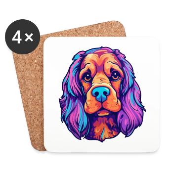 American Cocker Spaniel chien race Cartoon Kawaii I - Dessous de verre (lot de 4) - blanc - Devant