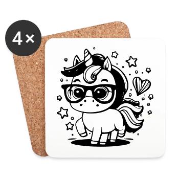 Licorne d'amour - Dessous de verre (lot de 4) - blanc - Devant