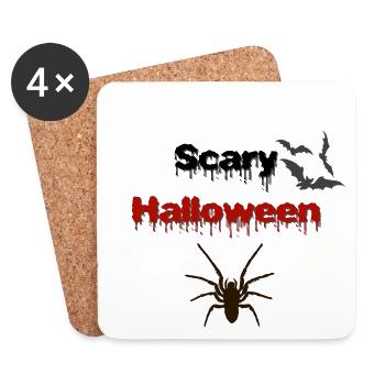 Halloween Outfit, gruselige Prints, Sprüche - Untersetzer (4er-Set) - Weiß - Vorne