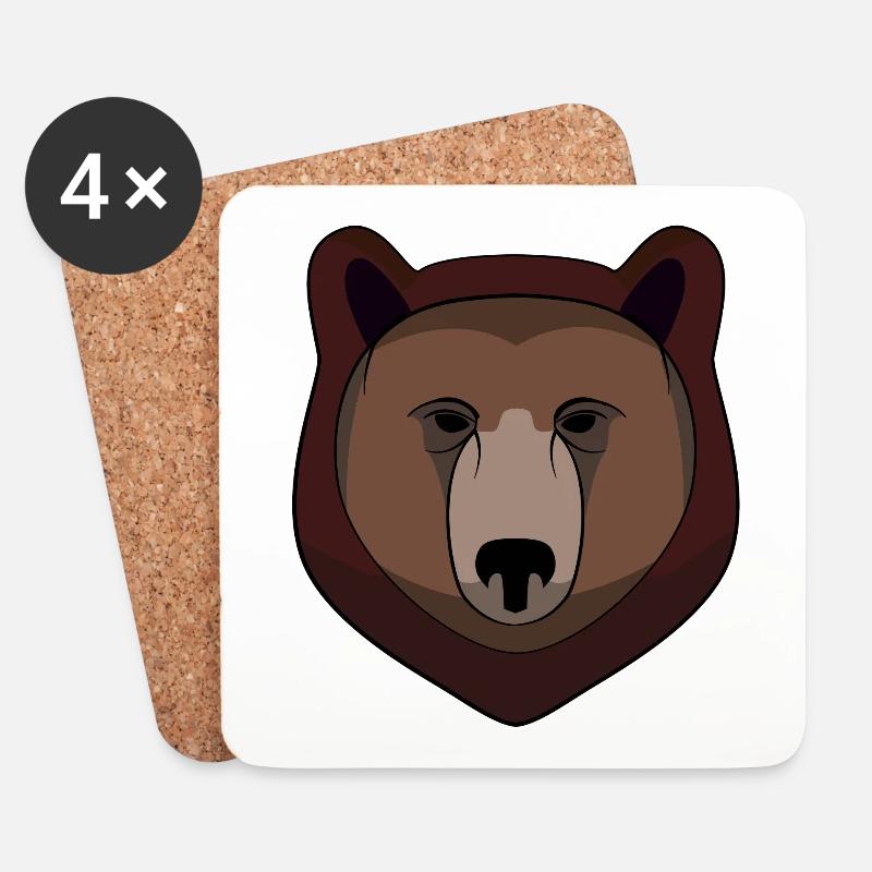 Bär - Bärenkopf - Logo - Untersetzer (4er-Set) - Weiß