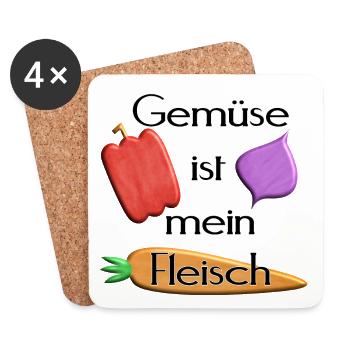 Gemüse - Gemüse ist mein Fleisch -schwarze Schrift - Untersetzer (4er-Set) - Weiß - Vorne