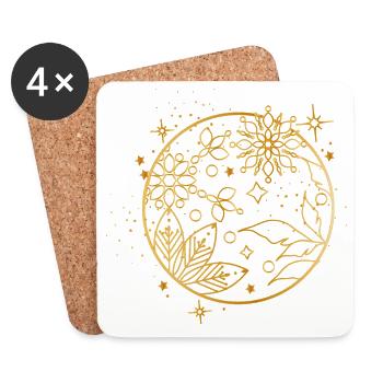 zauberhaftes goldenes Weihnachtskugel Ornament - Untersetzer (4er-Set) - Weiß - Vorne