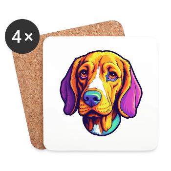 English Foxhound Dog Breed Cartoon Kawaii Illustra - Coasters (set of 4) - white - Front
