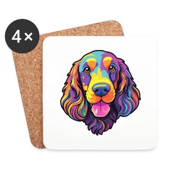 Feld Spaniel Hund Rasse Cartoon Kawaii Illustration - Untersetzer (4er-Set) - Weiß - Vorne