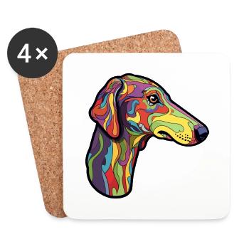 Galgo Español Race De Chien Cartoon Kawaii Illustratio - Dessous de verre (lot de 4) - blanc - Devant