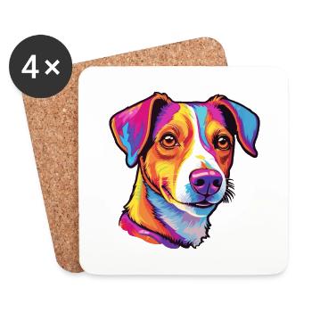 Jack Russell Terrier Hunderasse Cartoon Kawaii Illu - Untersetzer (4er-Set) - Weiß - Vorne