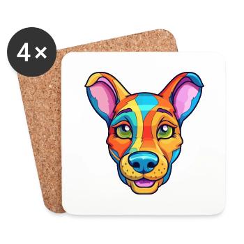 Kangaroo Dog Breed Cartoon Kawaii Illustration - Coasters (set of 4) - white - Front