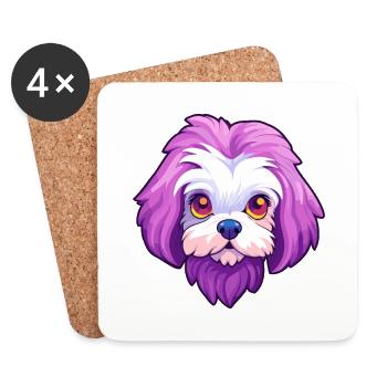 Malteser Hund Rasse Cartoon Kawaii Illustration - Untersetzer (4er-Set) - Weiß - Vorne