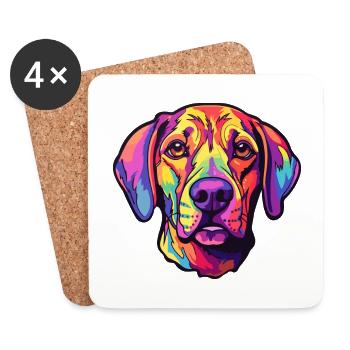 Montagne Cur chien race Cartoon Kawaii Illustration - Dessous de verre (lot de 4) - blanc - Devant