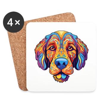 Moscou chien de garde race de chien dessin animé kawaii illustrat - Dessous de verre (lot de 4) - blanc - Devant
