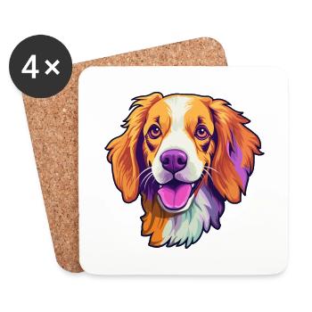 Nederlandse Kooikerhondje Hunderasse Cartoon Kawaii - Untersetzer (4er-Set) - Weiß - Vorne